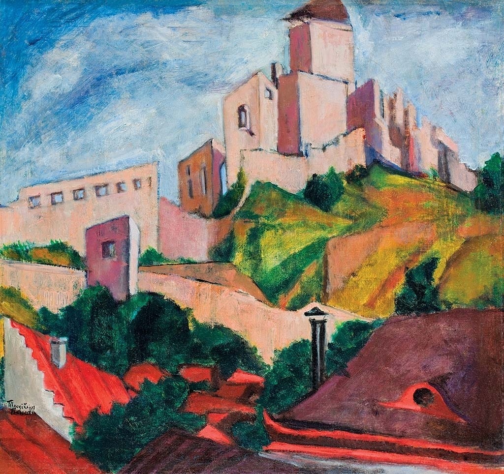 Tihanyi Lajos: Trencséni vár (1910-es évek) Cézanne szerkesztési elveire épülő, erőteljes kompozíciójú tájkép. A Nyolcak harmadik kiállításán is szerepelhetett.
