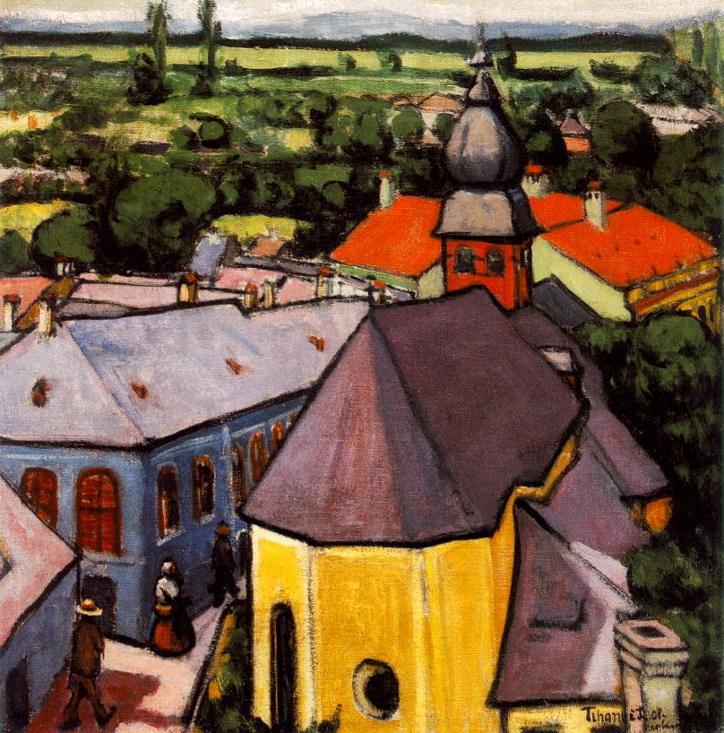 Tihanyi Lajos: Nagybányai utcarészlet (1908) A neós korszak színpompás, friss levegőjű darabja, amely már jelzi Tihanyi korai tehetségének magabiztosságát - egy másik aspektus
